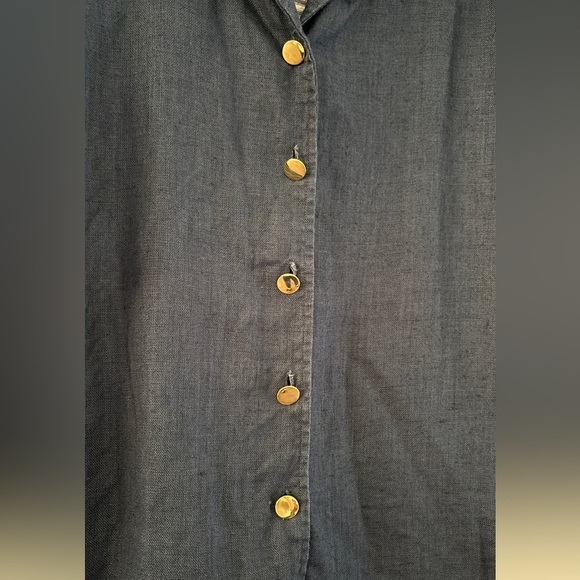 Women's Size L Button Down Blouse Gold‎ Metallic Coastal Nautical Sailor Chic - Picture 5 of 12